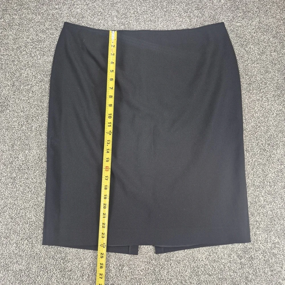 St. John Caviar Tailored Pencil Skirt Women's 16 Black Silk Lined Made in‎ USA